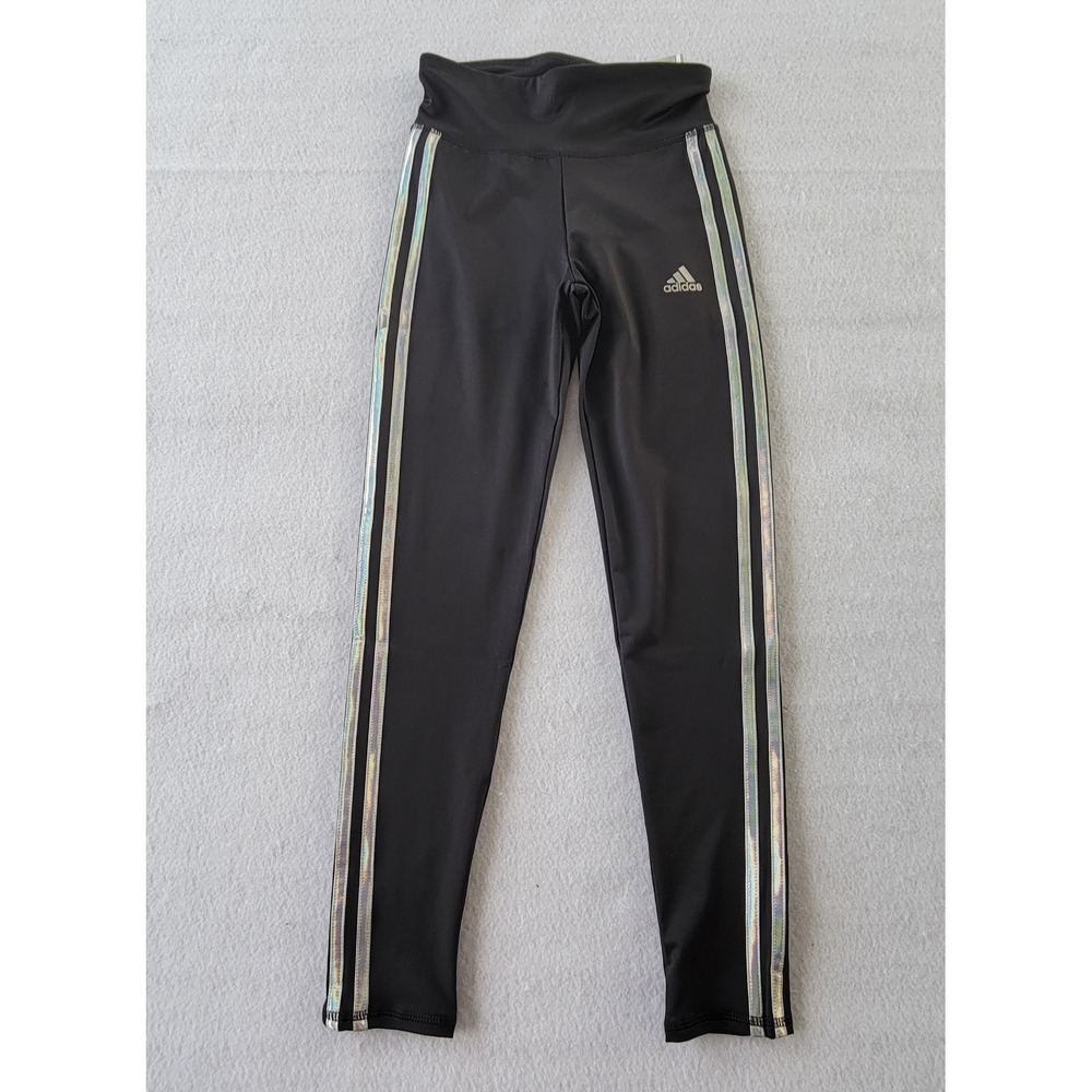 Adidas Climalite Leggings Color Black With 3 stripe Silver  Size M(2)